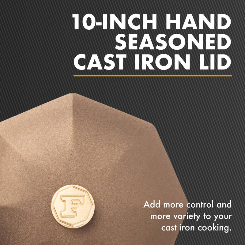 FINEX 10" Cast Iron Skillet Lid with Brass Handle, Modern Heirloom, Handcrafted in the USA, Pre-seasoned with Organic Flaxseed Oil - Image 3